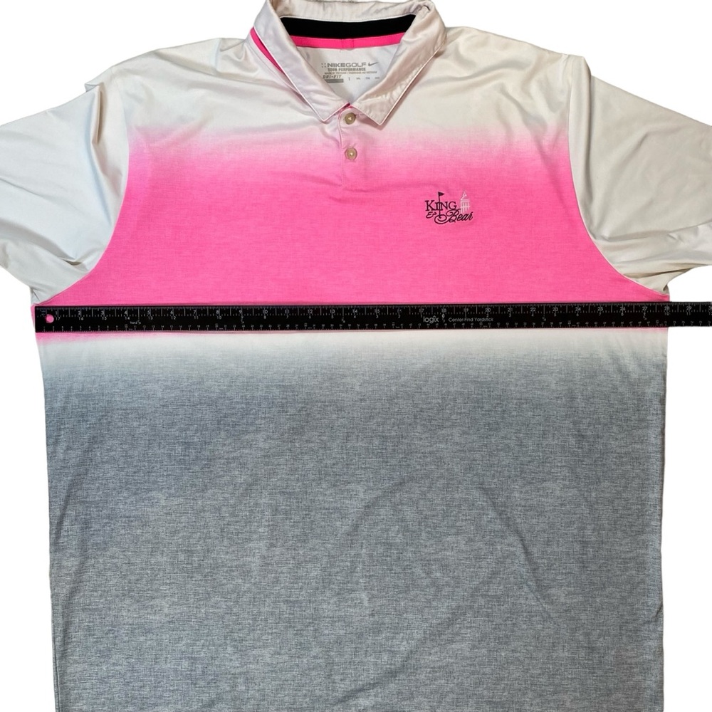 Nike Golf Tour Performance King & Bear Pink White Gray Polo Shirt Mens XXL - Picture 8 of 11